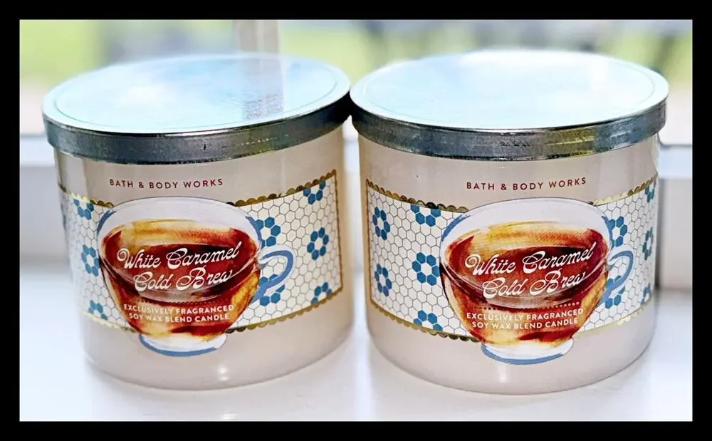 Lot of 2 Bath & Body Works White Caramel Cold Brew Large 3-Wick Candle 14.5oz